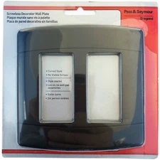 New Pass & Seymour Legrand Black 2 Gang Screwless Decorator Wall Plate
