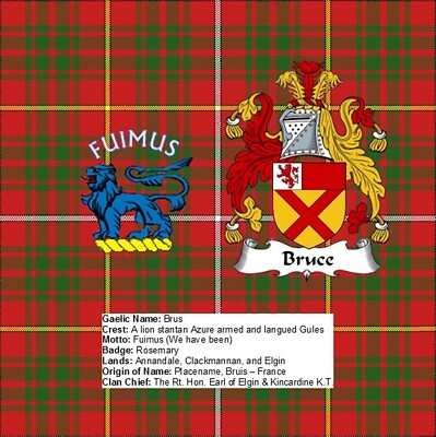 Scottish Clan Crest Bruce Rock Slate 14cm x 14cm Top Qualität Schiefer