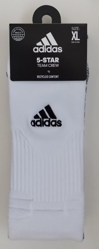 Adidas 5-Star Team Crew Socks Cushioned XL Men 12-16 White - Picture 2 of 4