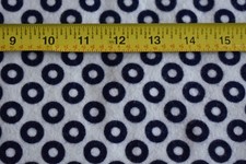 By 1/2 Yd, 36" Wide, Vintage 1940 s-60 s, Navy Circles on White Flannel, A615
