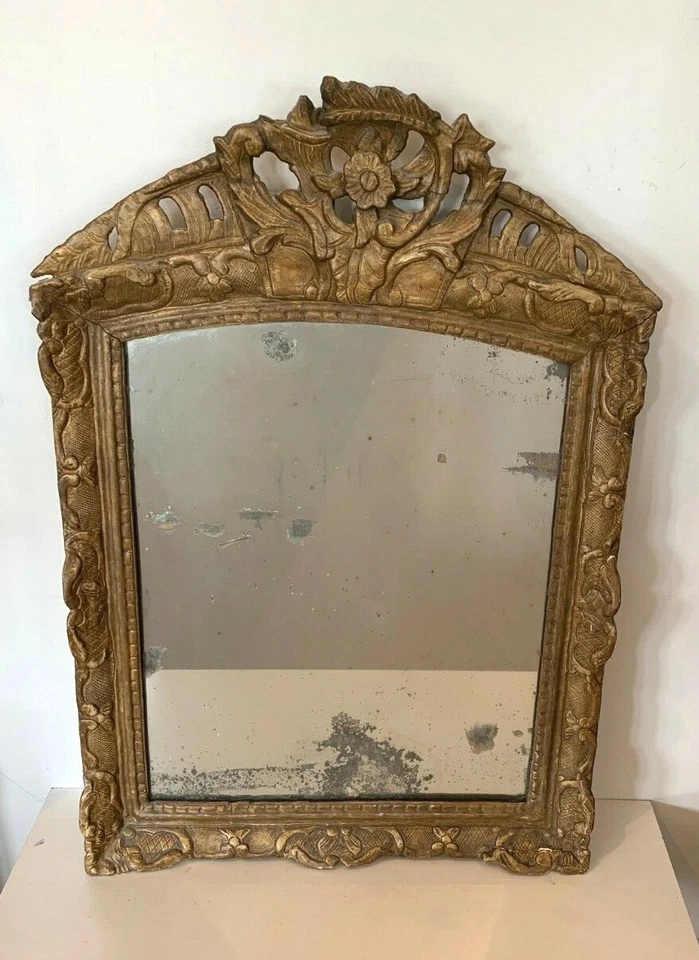 Miroir Louis XV en bois sculpté doré Trumeau de cheminée XIX siècle - Photo 2/4