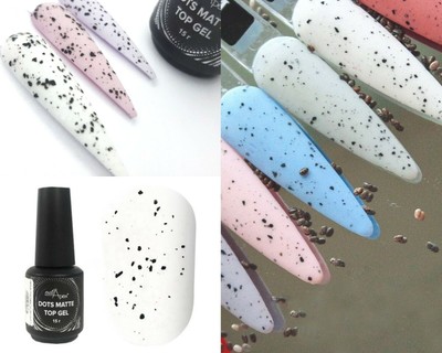 NailApex Matte Point Top Coat Black Flakes Top Cover No Wipe Nail Art 15 ml