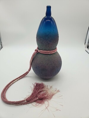 RARE William Glasner Art Glass Double Gourd Canteen Water Bottle Signed 