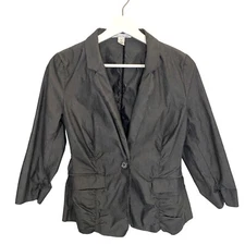 Kenneth Cole New York Long Sleeve Ruched Jacket Gray City Chic Modern Sz 6