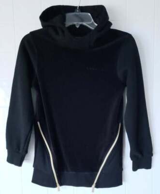 Sean John Size M Solid Black Pullover Funnel Neck Hoodie Sweatshirt Junior Girls