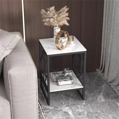 High Gloss Anti-scratch White Marble Bedside Table Coffee Side Table Lamp Table