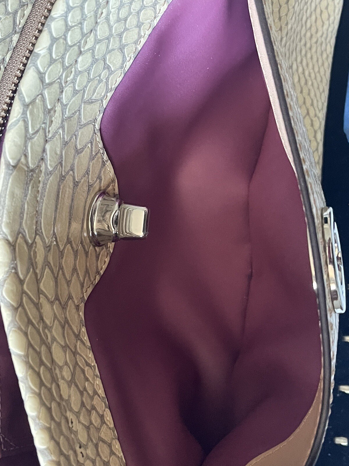 COACH Beige Leather Python Stamped Medium Clutch … - image 19