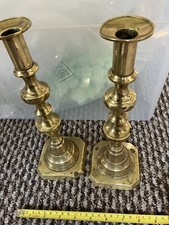 Pair Vintage Brass Candlesticks 27 Cms Tall 1008 Grams Total (nw2)