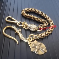 Solid Brass Eagle Snap Keychain Wallet Chain Jeans Pants Belt U Hook Snake Chain