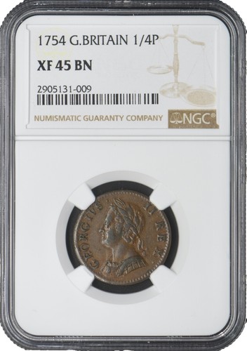 1947 (56) SPAIN 1 PESETA - NGC CERTIFIED XF 45 - FREE U.S.