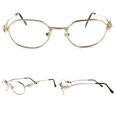 Funky Old Vintage Mens Womens Optical Gold Eye Glasses Frames