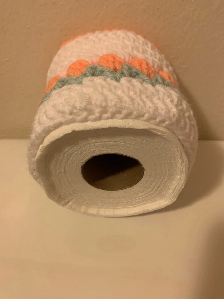 Tulip Flowers Peach Toilet Paper Tissue Cover New with green leaves Handmade - Image 3 of 3