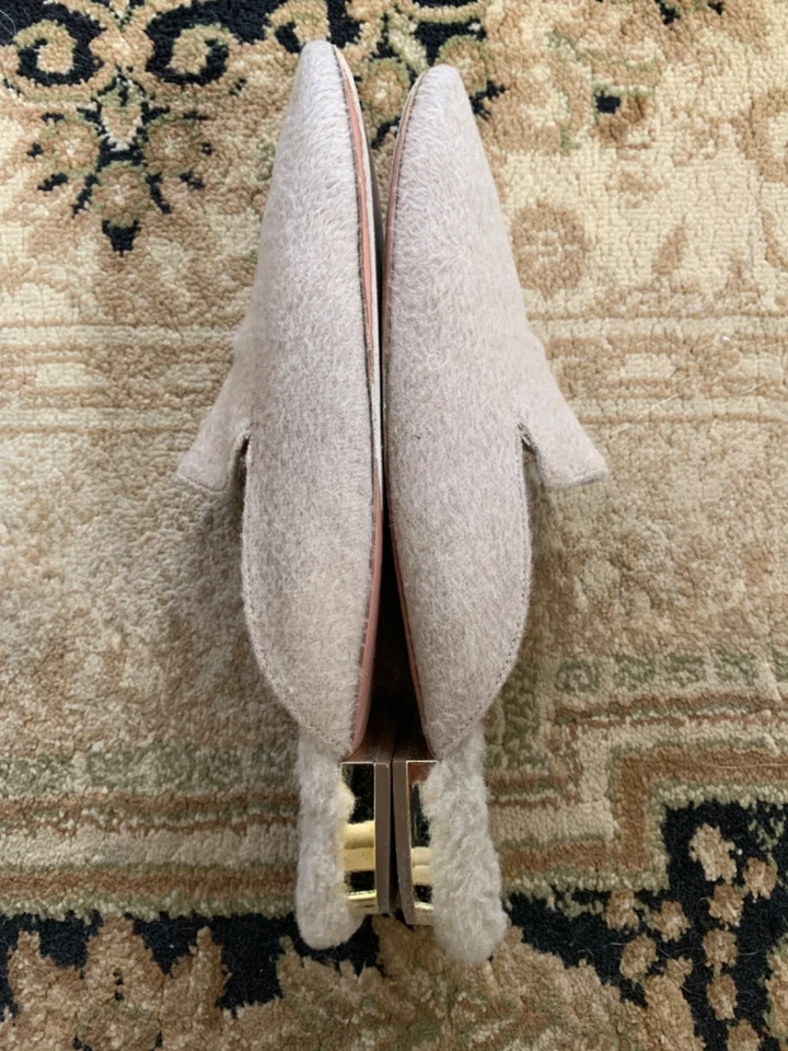 Aquazzura Slip On Shearling Forrado Mules 39 Italiano Preppy Silencioso Lujo Neutro Foto 3 de 4