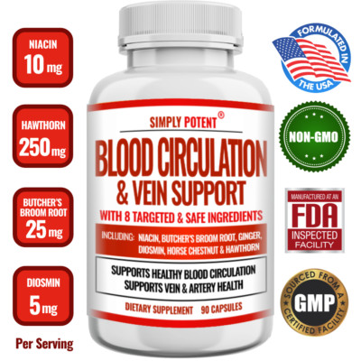 Blood Circulation & Vein Support Supplement Pills - Heart Arteries & Leg Veins