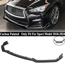 For Infiniti Q50 Sport 2018-2024 V1Style Painted Carbon Front Bumper Lip Spoiler