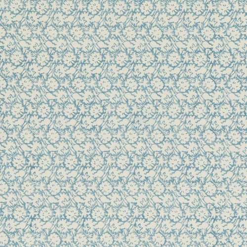 Baker Lifestyle Block Print Fabric- Flower Press / Soft Blue 1.40 yds PP50480.4 - Picture 4 of 4