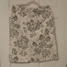 J.CREW Ivory Gray Floral Cotton Linen Canvas Pencil Knee Skirt Zip Size 10