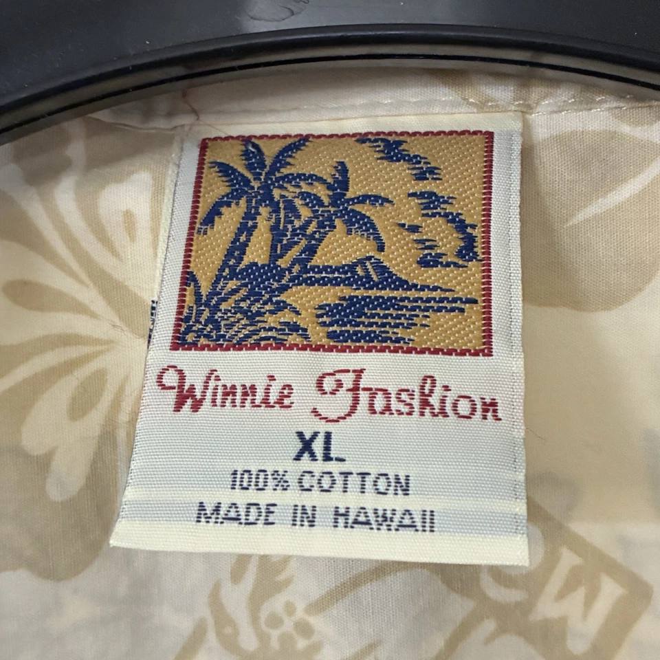 Camisa Hawaiana Winnie Moda Adulto XL Beige Tabla de Surf Abotonada Campamento Para Hombres EE. UU. Foto 3 de 4