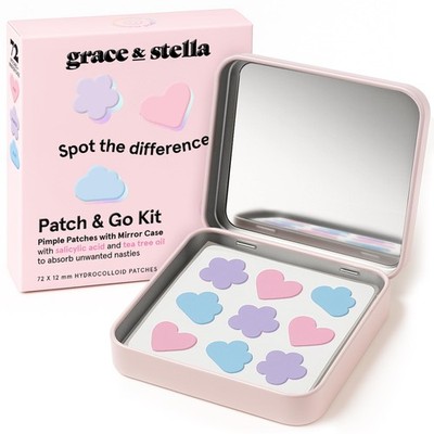 Award Winning Cute Pimple Patches for - With Mirror Pimple Patch Case - Derma...