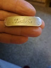 Antique Sterling Silver Hair Clip Barrette Engraved "Natalie" 2 inch