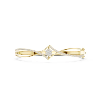 14K Gold Geometric Lab Grown Diamond Crossover Bangle : 0.70CTW Round Cut - image 1 of 4