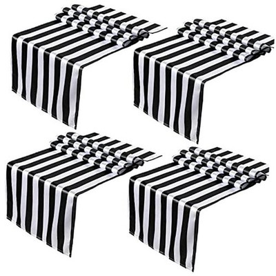  Pieces Black and White Striped Table Runner Polyester Table 12 x 108 Inch 4
