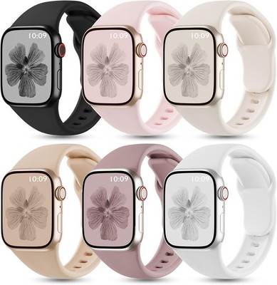 6 Pack Silicone Strap Compatible with Apple Watch Series 11 42mm Waterproof