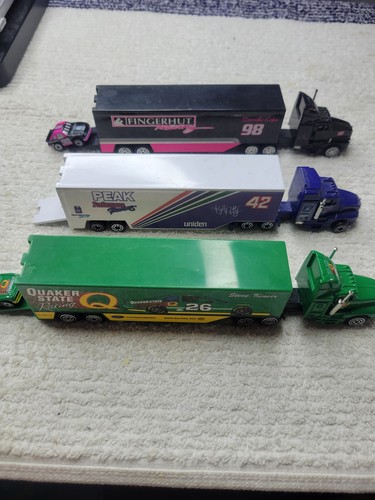 3 Nascar Haulers 1995 #42 #26 With Car #98 With Car See Pics - Picture 1 of 12