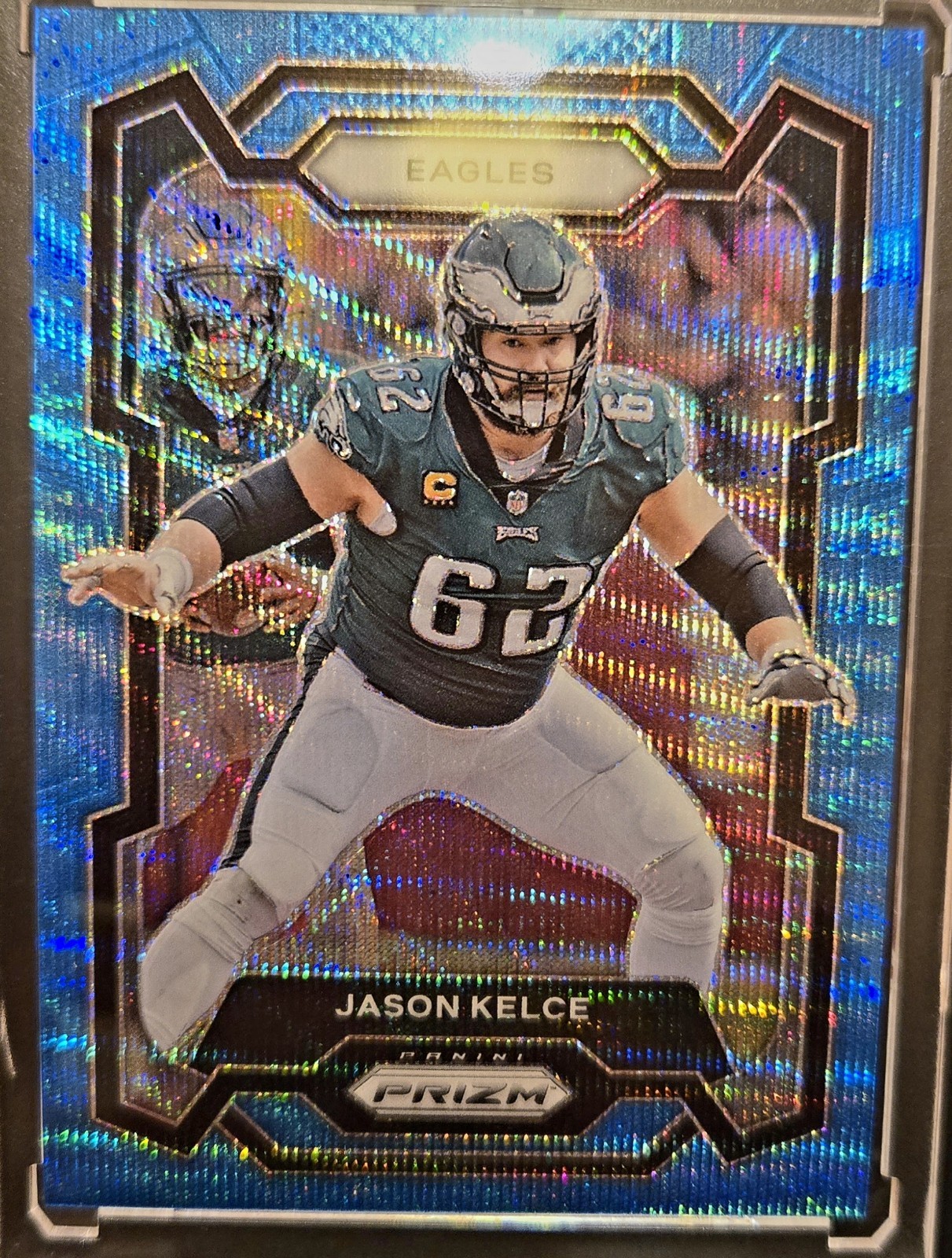 Panini 2023 Prizm Jason Kelce Blue Wave Prizm #245 /199 Eagles Football Card