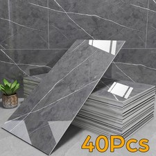 40PCS Wall Panels Marble Look Tile Gray Sticker Kitchen Backsplash Peel stick