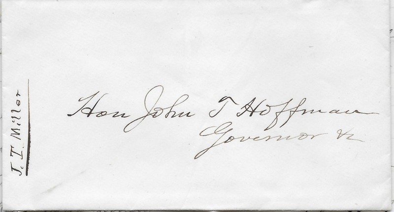 Stampless Cover+Letter  to 24th Governor of NY State, John T. Hoffman, 1869-1873