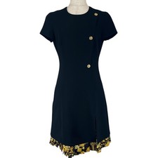 VERSACE one piece Medusa Button Baroque Pattern black acetate Women 36 1006082