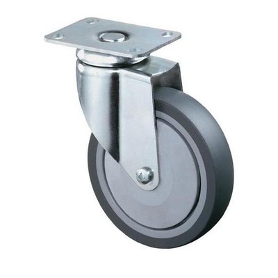 Bs Rollen Lenkrolle D.80mm Trgf.80kg m.Platte Gum.grau Lenkrollen C100.A85.081