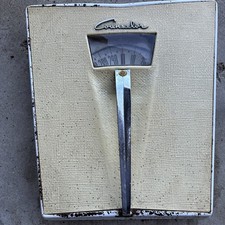 Vintage 1950s Counselor Bathroom Scale Bubble Glass Mid Century Yellow Sparkle