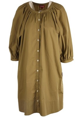 STAUD GRÜNES BAUMWOLLMINIKLEID XLARGE