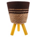Nordic Style Boho Woven Flower Pot Stand Wooden Legs Floor Plant Pot Basket