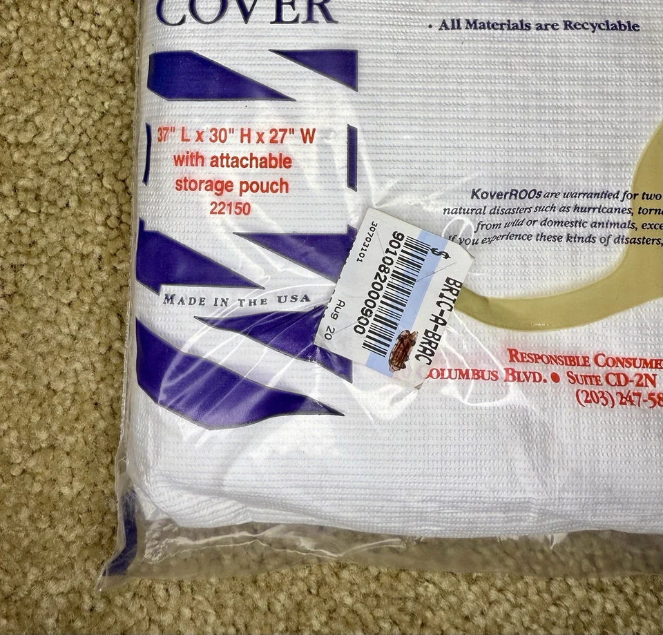 Funda Silla KoverRoos 22150 Blanca 37Lx30Hx27W Hecha en EE. UU. Nueva Sellada Foto 2 de 3