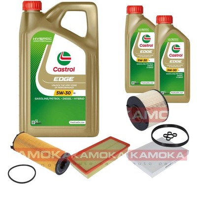 KAMOKA Inspektionspaket Castrol EDGE Titanium FST 5W-30 7L für VW Touareg 3.0