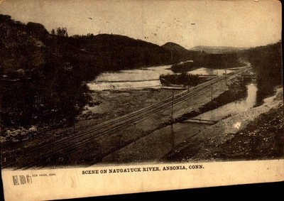 Scene on Naugatuck River, Ansonia, CT-1906 Undivided Back Postcard bk85