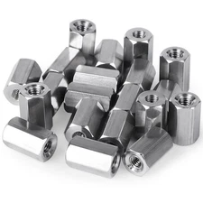 Niooliuk M3 x 0.5-Pitch 10mm Length Metric Hex Coupling Nut 304 Stainless Ste...