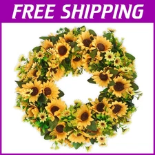 Charming Summer & Fall Wreath - 20-Inch Sunflower Design for Year-Round Beauty