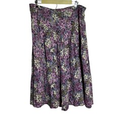 Vintage Campus Casuals Rayon Purple Floral Skirt With Pockets