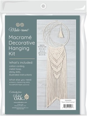 Solid Oak Macrame Decorative Hanging Kit-Moon Dreamcatcher