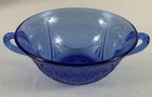 Depression Glass Hazel Atlas Royal Lace Cobalt Blue Handled Cream Soup Bowl 4.75
