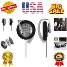 Portable On-Ear Clip Headphones, Retro Style, Ultra Lightweight, Silver and B...
