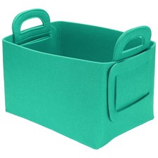 Felt Storage Bin, 11x7x5.9" Felt Storage Box with Handles, Blue