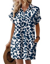 Womens Summer Dress T Shirt Dresses Beach Short Sleeve Casual Loose Dress Cov...