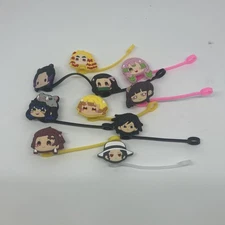 Set Of 10 Demon Slayer Straw Toppers Anime Covers NEW Lot Silicone