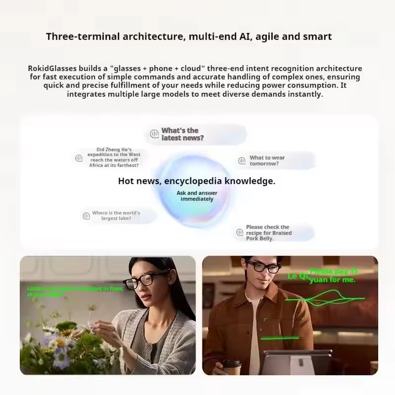 Rokid Glasses Visual Smart AI AR Glasses Real-time Translation Advanced ...