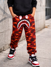 A Bathing Ape BAPE Kids Color Camo Shark Sweat Pant XL Red Streetwear Athleisure
